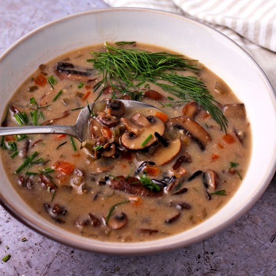 Wild Rice Mushroom Soup (vegan)