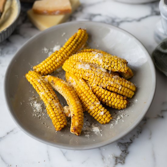 Cacio e Pepe air fryer corn ribs