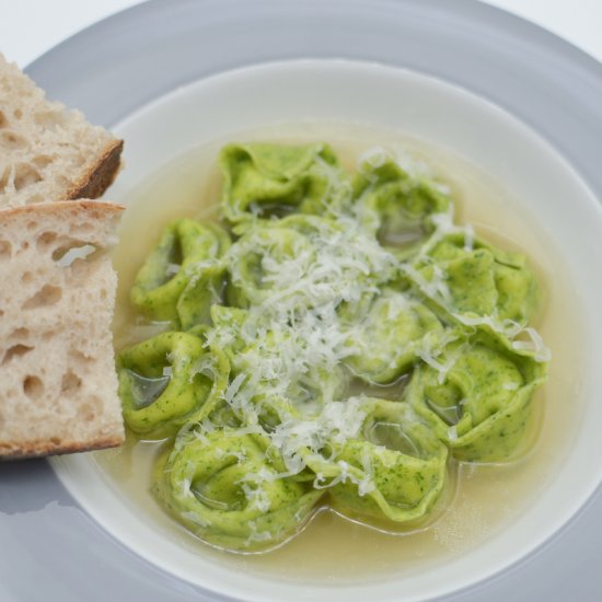 Spinach Tortellini in Brodo Broth