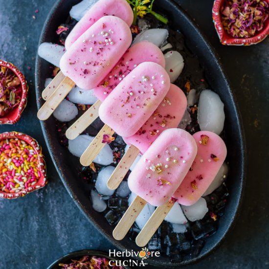 Rose Shrikhand Popsicles