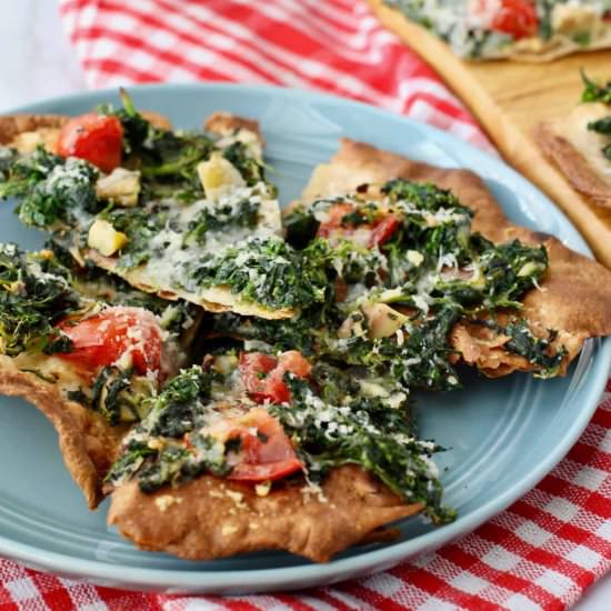 Lavash Bread with Spinach & Tomato