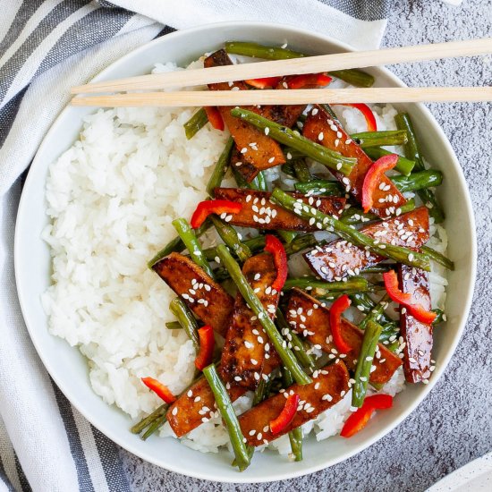 Crispy Sticky Teriyaki Fried Tofu