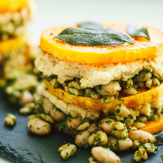 Butternut Stacks w/ Almond Ricotta