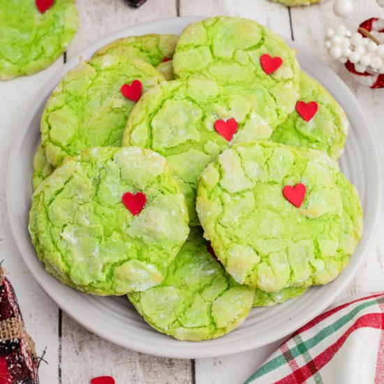 Grinch Cookies with Cake Mix