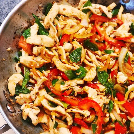 Spicy Chicken Stir Fry with Basil