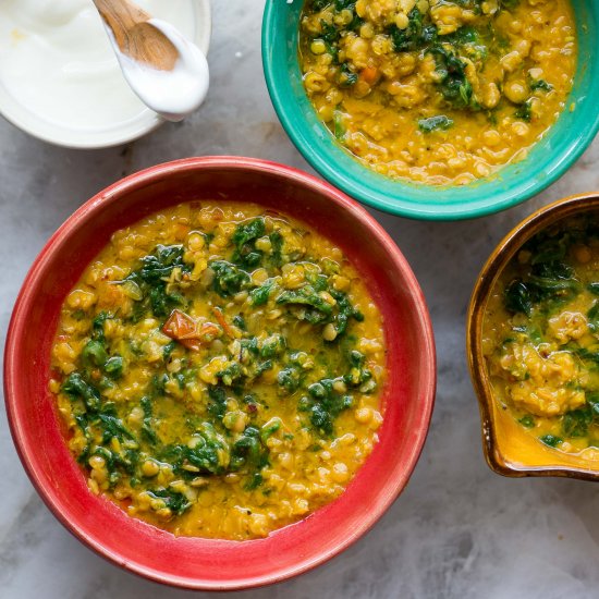 Spinach and Roasted Tomato Dahl