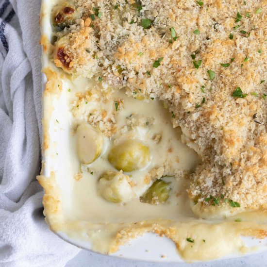 Cheesy Brussels Sprouts Gratin