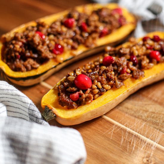 Cranberry Stuffed Delicata Squash