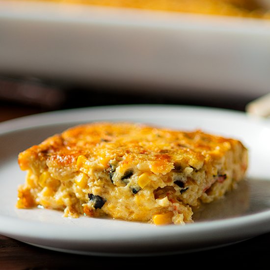 Hatch Chile Cheddar Corn Pudding