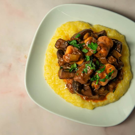 Wine-Braised Mushrooms With Gnocchi