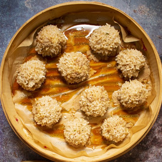 Steamed Meatballs with Sticky Rice