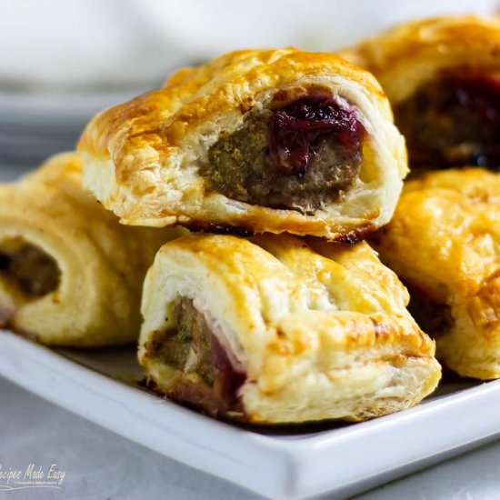 Pork and cranberry sausage rolls