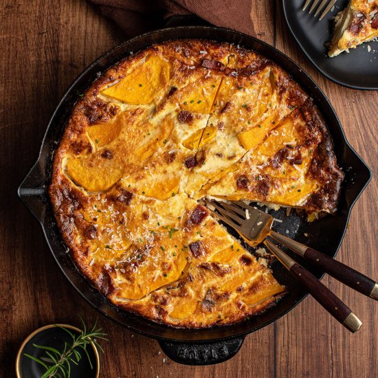 Butternut squash bacon clafoutis