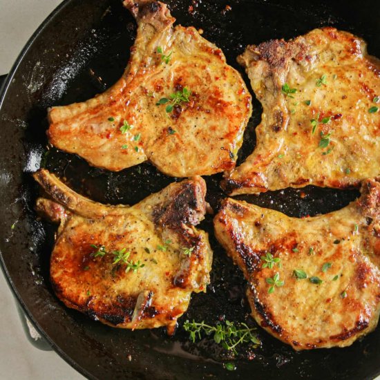 Pan Seared Maple Pork Chops