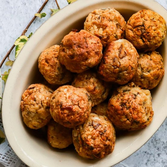 Vegan Sausage Stuffing Balls