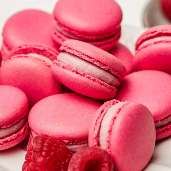 Raspberry macarons