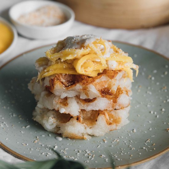 Vegan Mango Sticky Rice Waffles