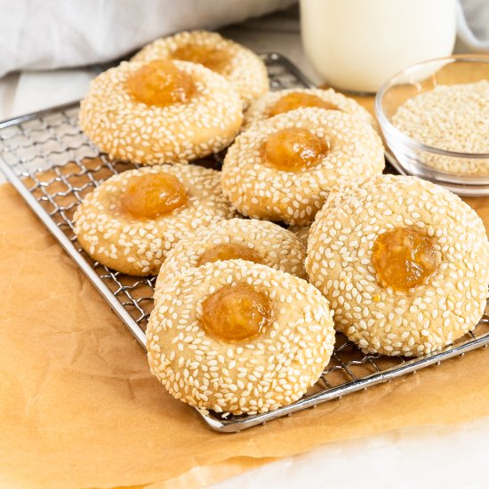 Tahini Thumbprint Cookies