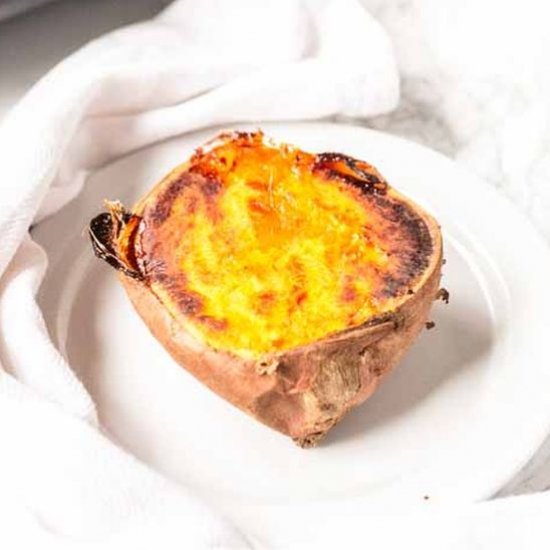 Baked sweet potato in oven