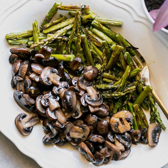 Roasted Asparagus and Mushrooms