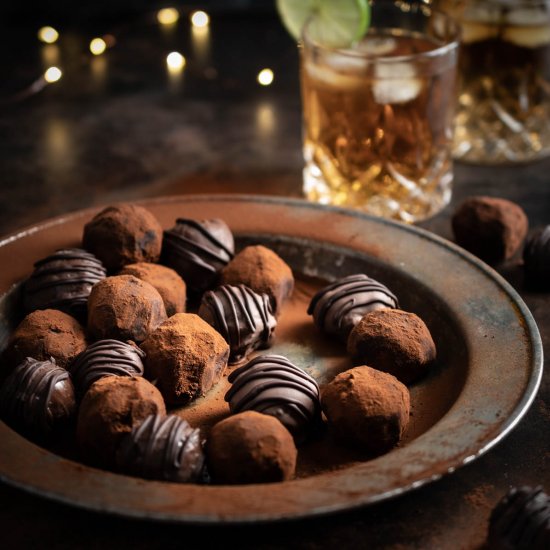 Velvety rum truffles with ginger