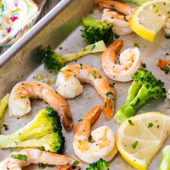 Lemon Garlic Butter Shrimp and Broc