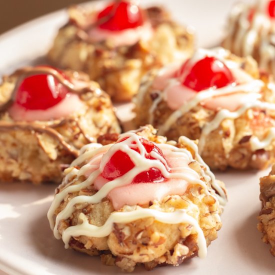 MaraschinoCherry Thumbprint Cookies