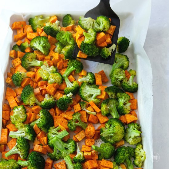 Roasted Sweet Potatoes & Broccoli