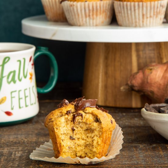 Sweet Potato Chocolate Chunk Muffin