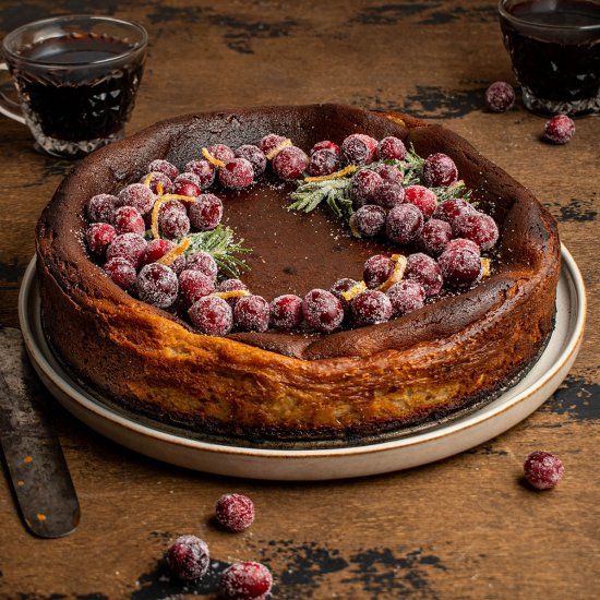 Mulled wine basque cheesecake