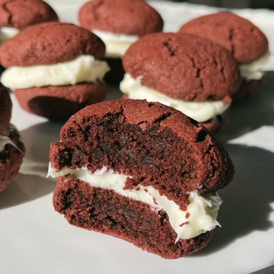 Red Velvet Cookie Sandwiches