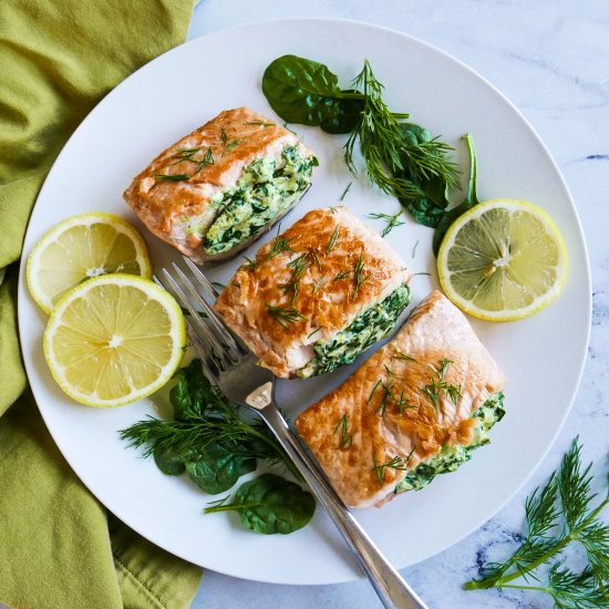 Creamy Spinach Stuffed Salmon