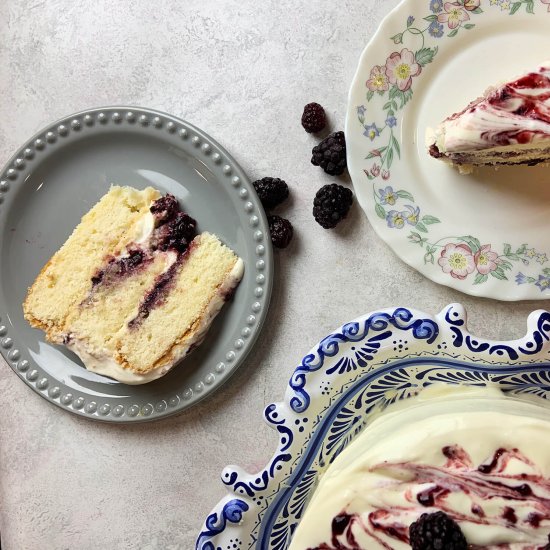 White cake with blackberry filling