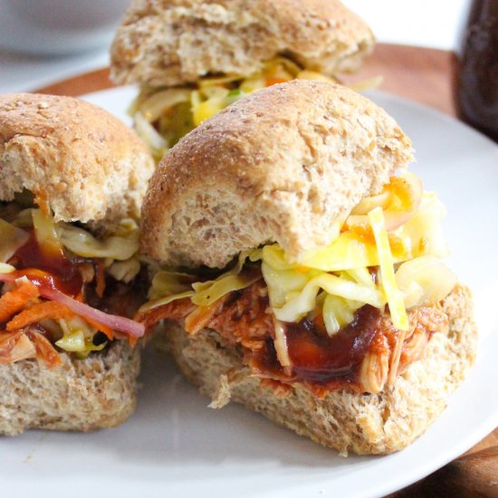 BBQ Chicken Sliders with Coleslaw