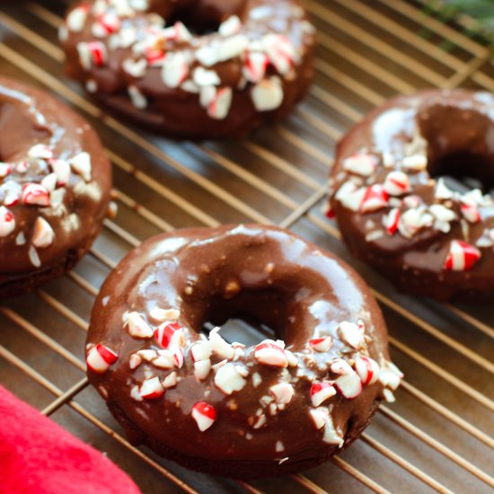 Chocolate Glazed Peppermint Donuts