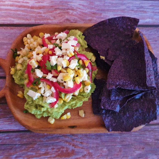 Avocado dip with charred corn