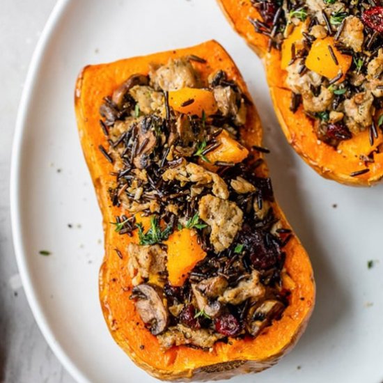 Stuffed Butternut Squash w WildRice