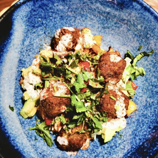 Roasted Peppers and falafel bowl