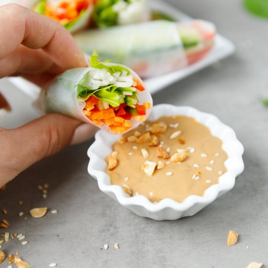 Fresh Spring Rolls With Peanut Sauc