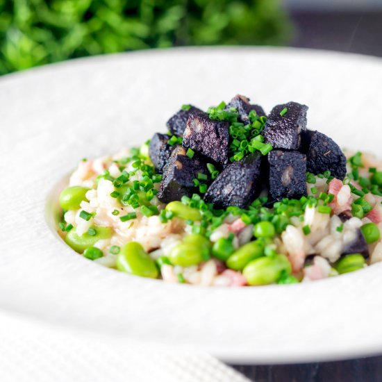 Black Pudding Risotto with Bacon