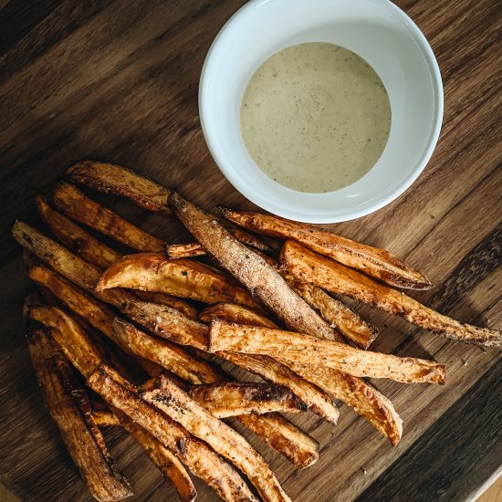 Sweet Potato Fries w/Maple Dipping Sauce