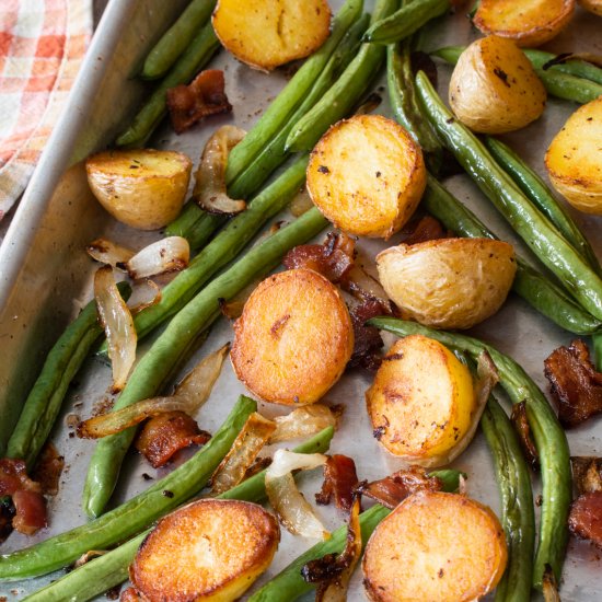 Sheet Pan Roasted Potatoes and Gree