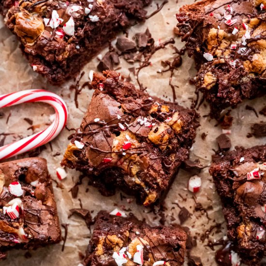 Peppermint Hot Chocolate Brownies