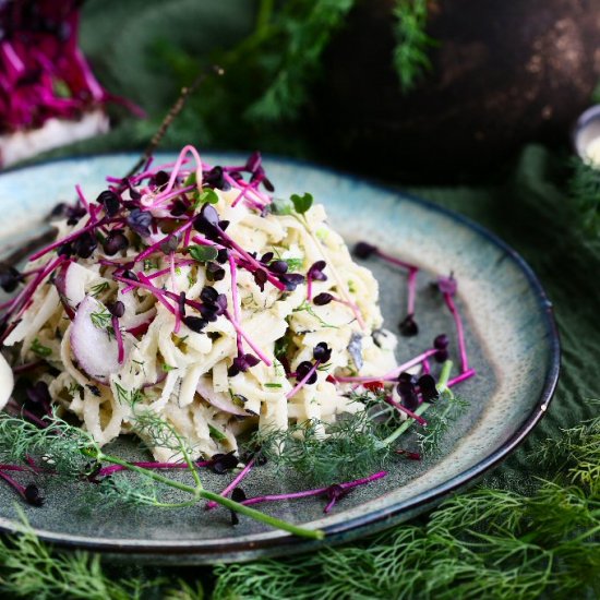 Black Radish Salad with Red Cress