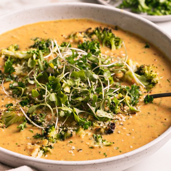 Cheesy Roasted Broccoli Potato Soup