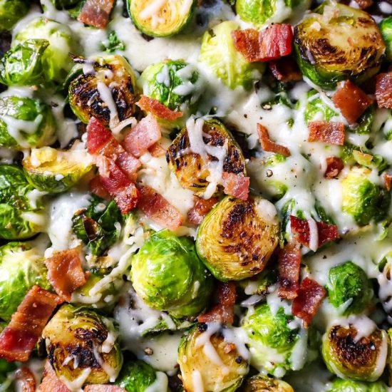 Cheesy Bacon Brussels Sprouts