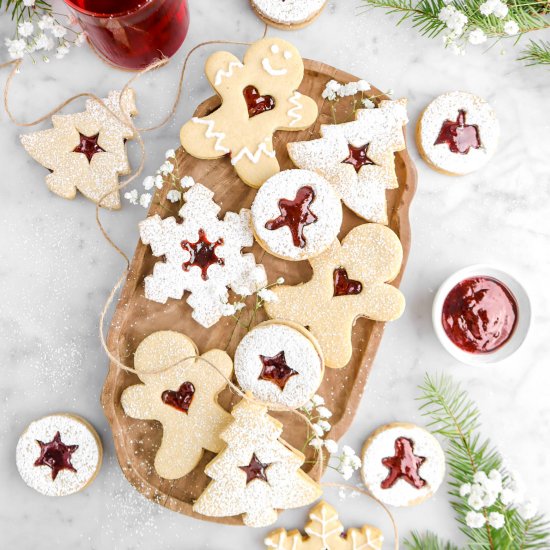 Spiced Mulled Wine Linzer Cookies