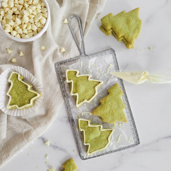 Matcha Christmas Tree Cookies