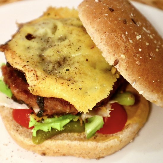 Vegetarian Burger with raclette