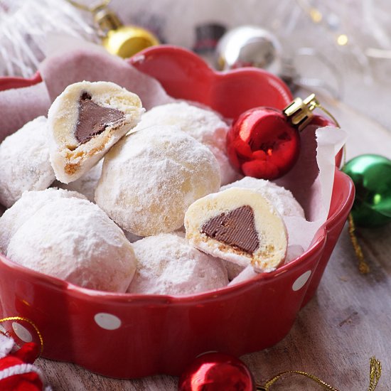 Chocolate Kiss Snowball Cookies